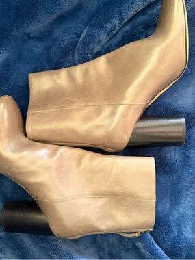 Isabel Marant Women’s Tan Leather Block Heel Ankle Boots